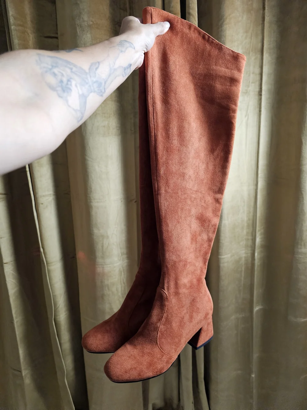 RARE UNICORN Over-the-Knee Suede Boots in Rust